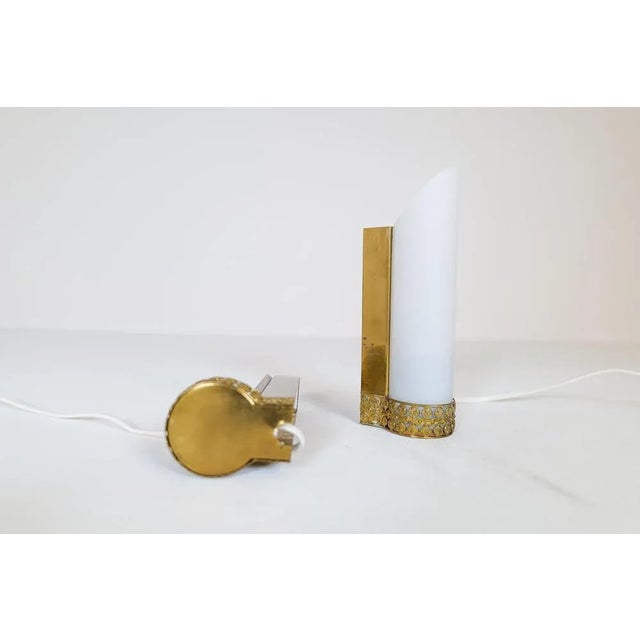 Mid-Century Modern Brass and Opaline Wall Lamps Attributed to Asea Sweden, Set of 2 For Sale - Image 10 of 11