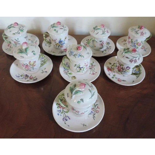 French 19th Century Veuve Perrin French Faience Tin Glaze Pottery Pots De Creme- 16 Pieces For Sale - Image 3 of 11