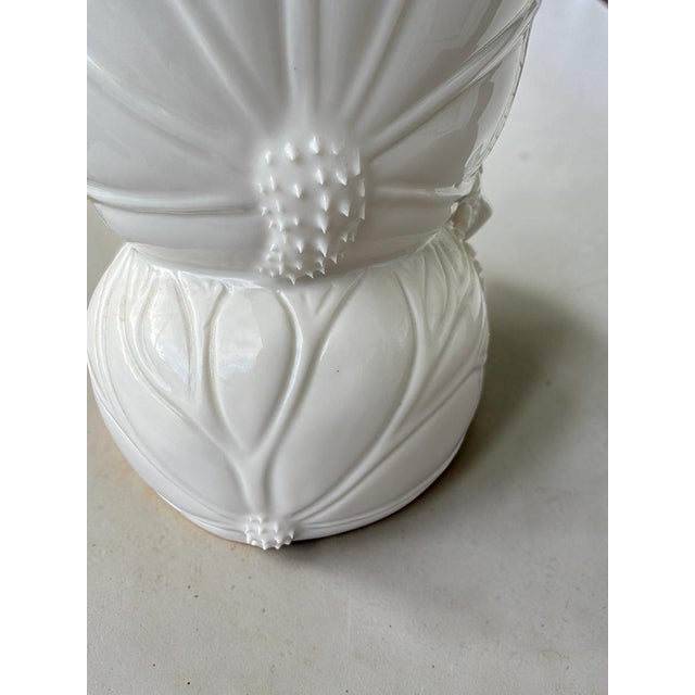 Ceramic Vintage Chinese White Porcelain Vase – Fine Bone China - Cabbage Leaf Pattern For Sale - Image 7 of 14