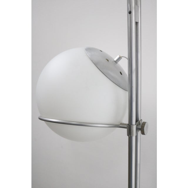 Silver Vintage Italian Space Age Floor Lamp in Aluminum and Opal Glass, 1970s For Sale - Image 8 of 11