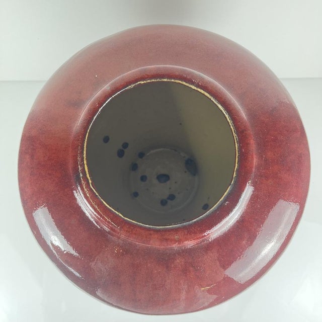 Ceramic Large Vintage Japanese Oxblood Red Glazed Ceramic Covered Jar, 1950s For Sale - Image 7 of 17