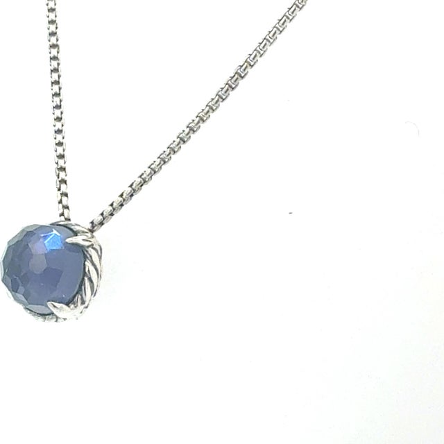 Contemporary 1990s David Yurman Amethyst Pendant Necklace 17" Sterling Silver Estate Dy686 For Sale - Image 3 of 7