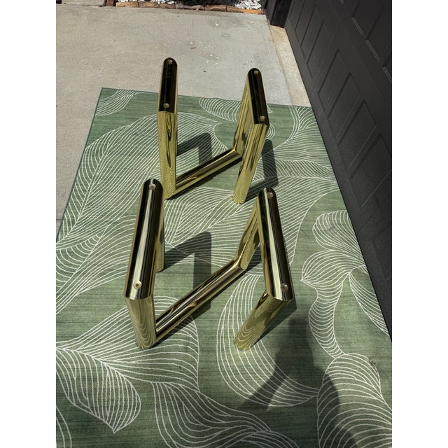 1970s 1970s Karl Springer Style Brass Z Side Table Bases. A Pair For Sale - Image 5 of 8