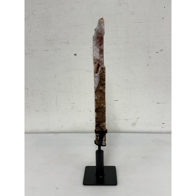Pink Amethyst Crystal Slab on Stand For Sale - Image 4 of 12