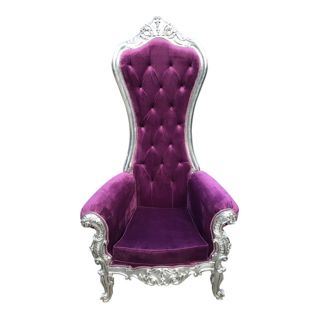 New Baroque Style Tufted Purple Velvet Silver Frame Throne Chair Custom Made Chairish