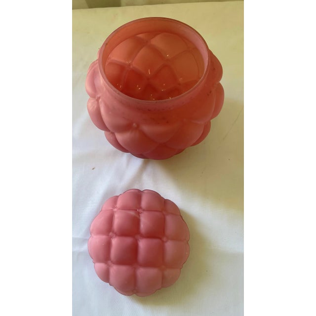 American Florete Pink Quit Bisquit Jar With Lid For Sale - Image 3 of 9