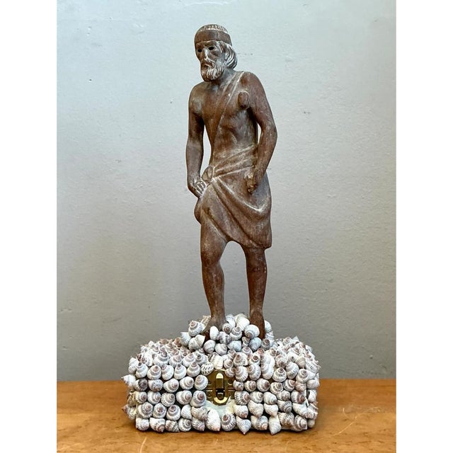 Neoclassical Vintage Wood and Shell Greek Figure Box For Sale - Image 3 of 12
