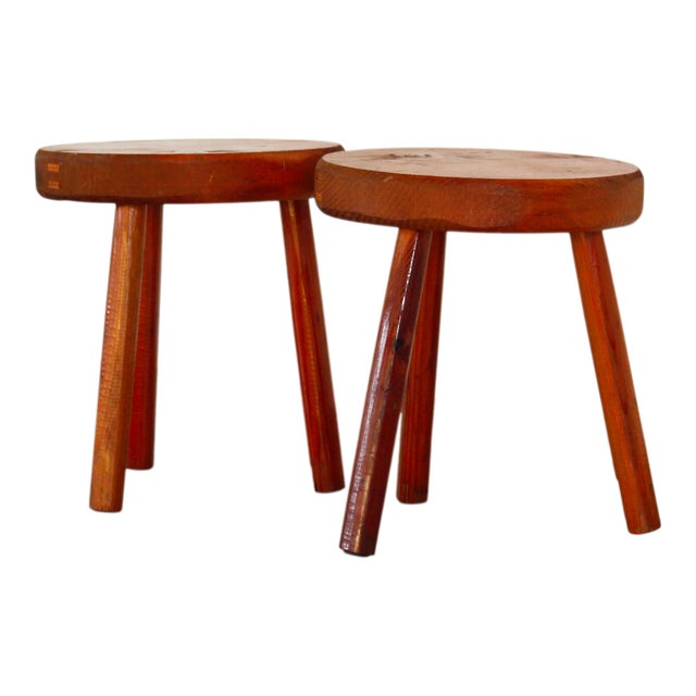 Mid-Century Italian Alpine Fir Stools in the style of Charlotte Perriand, 1960s, Set of 2 For Sale - Image 10 of 18