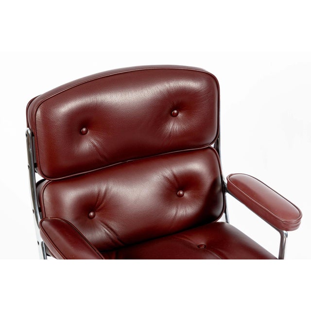 Pair Eames Herman Miller Time Life Lobby Red Leather Office Chairs For Sale - Image 11 of 13