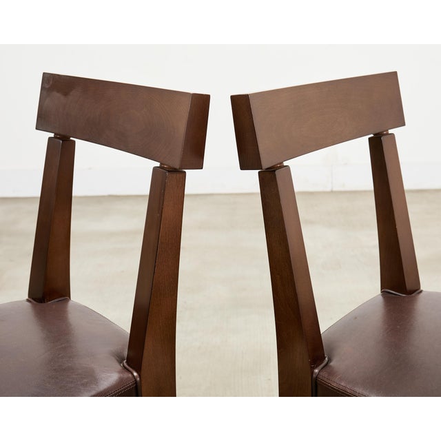 Set of Eight Italian Promemoria Attributed Leather Dining Chairs For Sale - Image 17 of 18