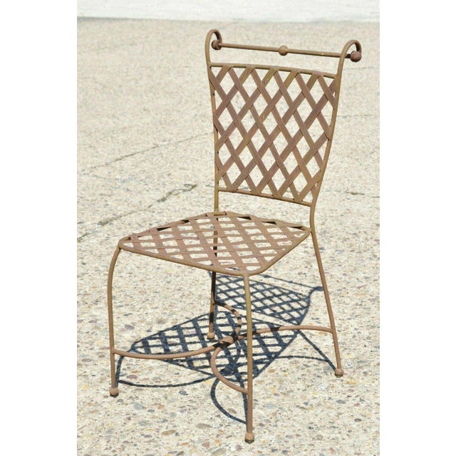 Vintage Mid Century Woven Lattice Wrought Iron Chairs Set Of 4 Chairish