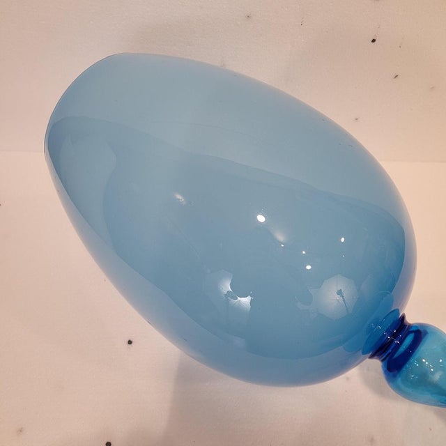 Vintage Italian Opal Blue Crystal Vase, 1970s For Sale - Image 13 of 18