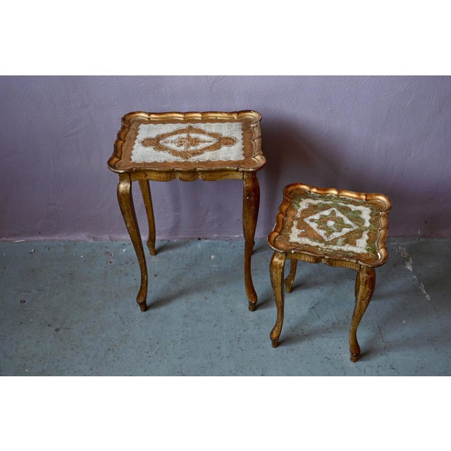 Florentine Baroque Style Gilded Nesting Tables, 1950s, Set of 2 For Sale - Image 6 of 18