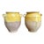 Pair Antique Provincial French Yellow Glazed Pottery Confit Pot Urn Vessel Vase For Sale