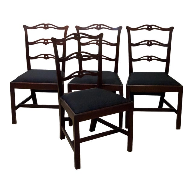 George III Ladder Back Side Chairs with Slip Seats - Set of 4 For Sale