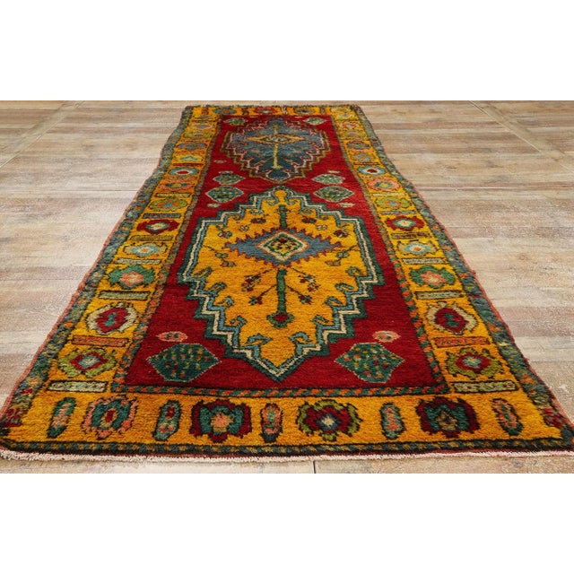 Red Vintage Tribal Kurdish Rug Runner - 03'09 X 11'04 For Sale - Image 8 of 9