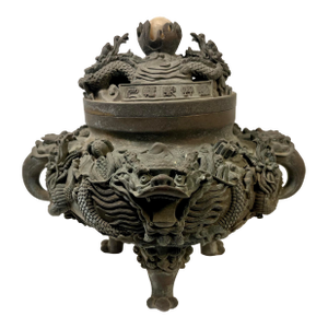 Antique Chinese Bronze Censer Incense Burner With Xuande Mark Heavy 13lb / 6kg