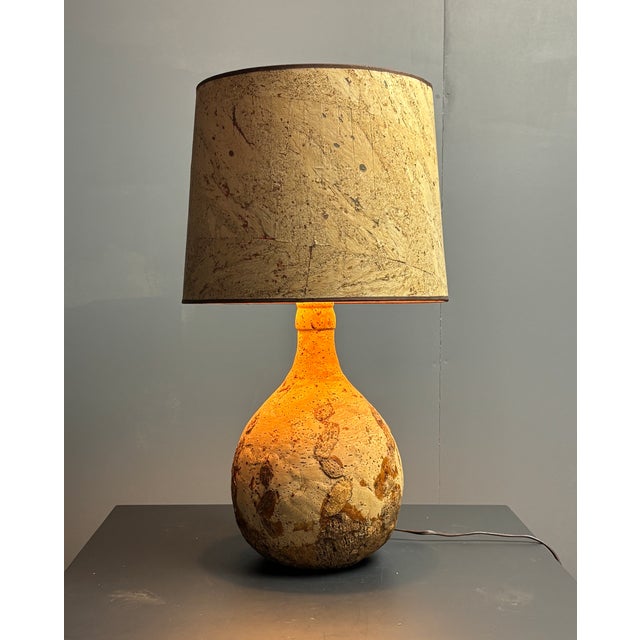 Beige Mid-Century Cork Table Lamp, France, 1960s For Sale - Image 8 of 16