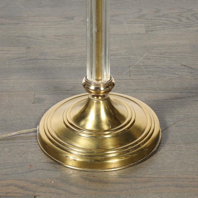 Brass Art Deco Fluted Glass & Brass Floor Lamp For Sale - Image 8 of 14