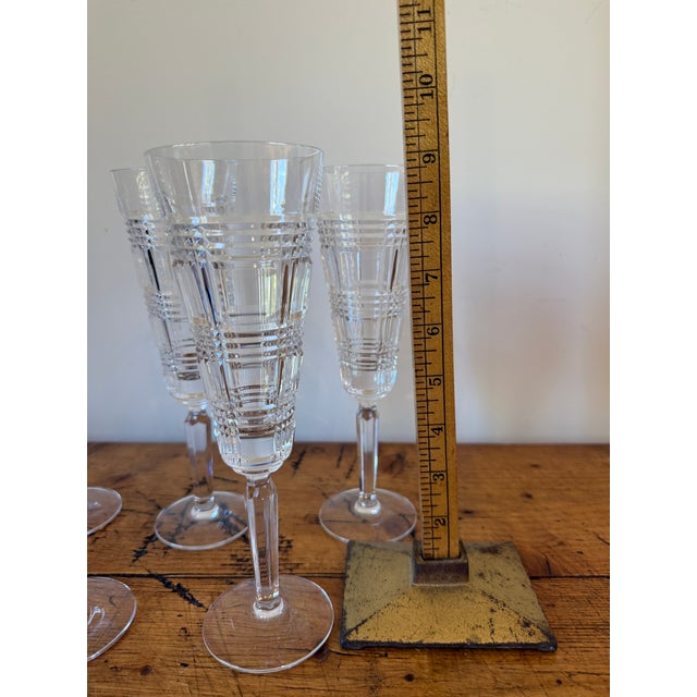 Late 20th Century Late 20th Century Ralph Lauren Glen Plaid Crystal Champagne Flutes - Set of 5 For Sale - Image 5 of 7