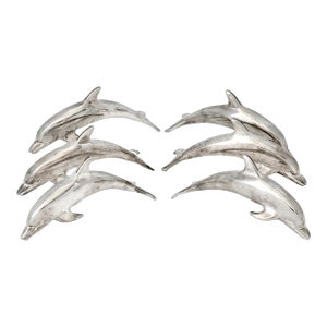 English Silverplate Dolphin Place Card Holders, Set of Six