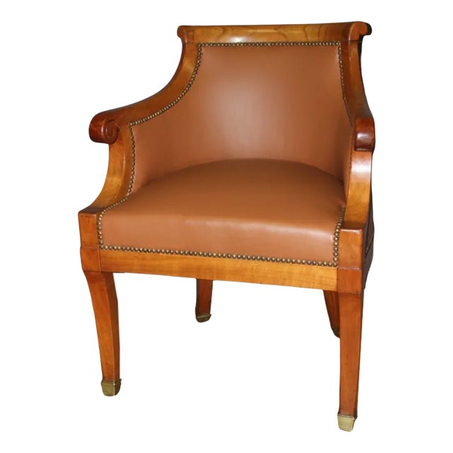 Cherry and Leather Desk Chair from Epoch For Sale