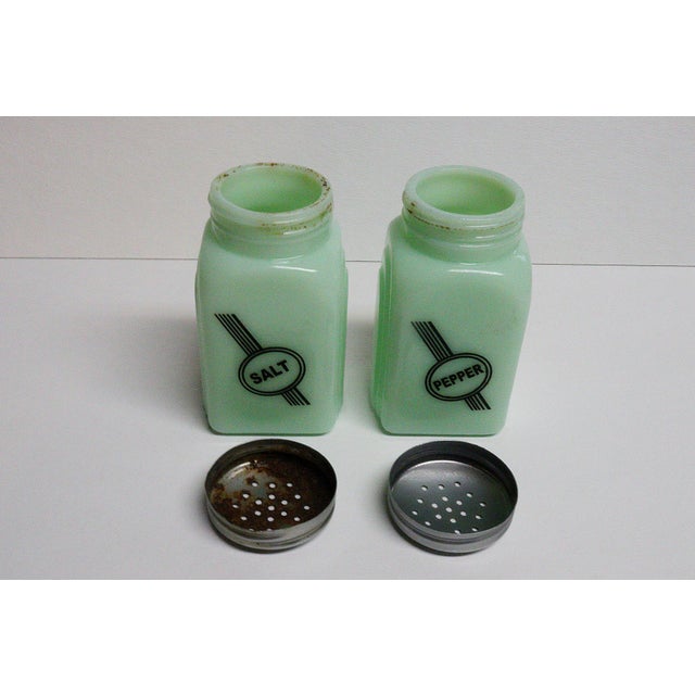 1930s Art Deco Jadeite Salt & Pepper Shakers For Sale - Image 4 of 4