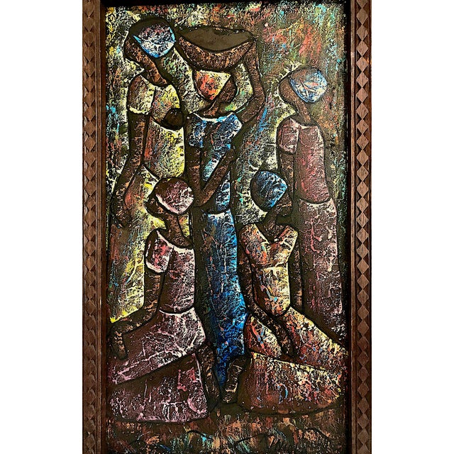 This painting depicts a gathering of female figures in a traditional or communal setting, known to be a common theme in...