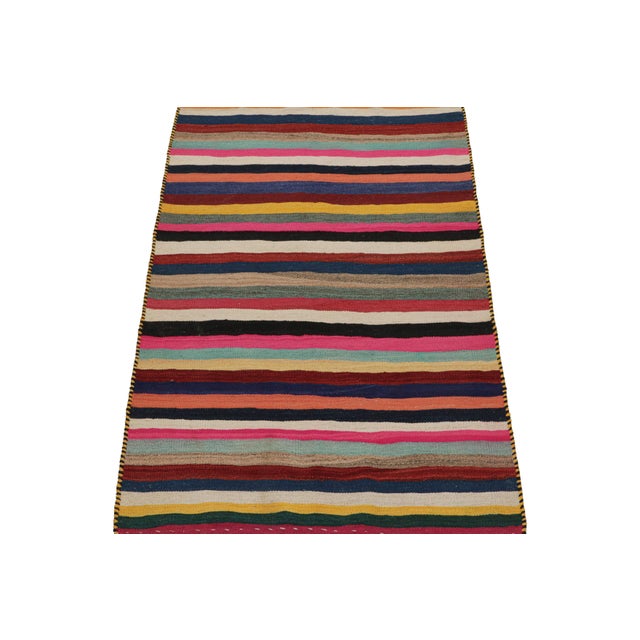 Tribal 1950s Vintage Persian Tribal Kilim in Polychromatic Stripes by Rug & Kilim For Sale - Image 3 of 7