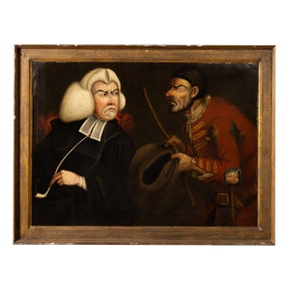 Tim Bobbin, A Judge and A Beggar, 1700s, Oil, Framed For Sale