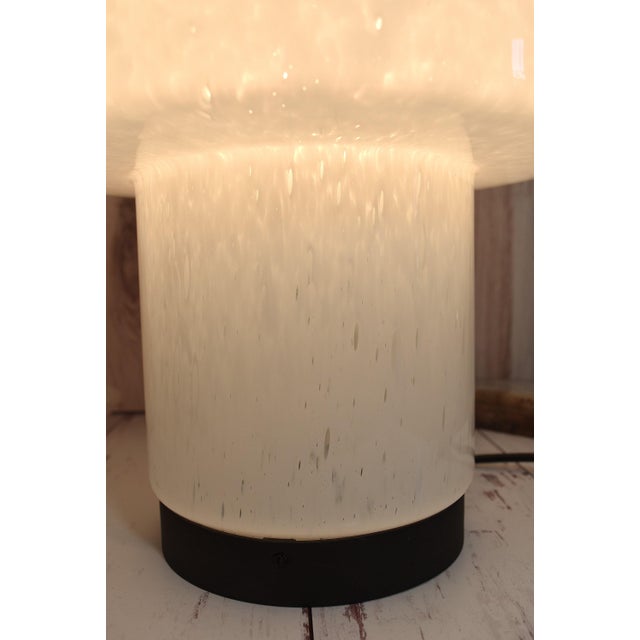 White Vintage 1970s Mid-Century Modern Glashutte Limburg White Glass Mushroom Table Lamp Model A743 For Sale - Image 8 of 18