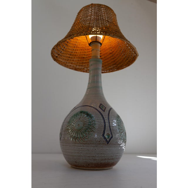 Blue Danish Modern Blue and Green Ceramic Table Lamp by Søholm, 1960s For Sale - Image 8 of 16