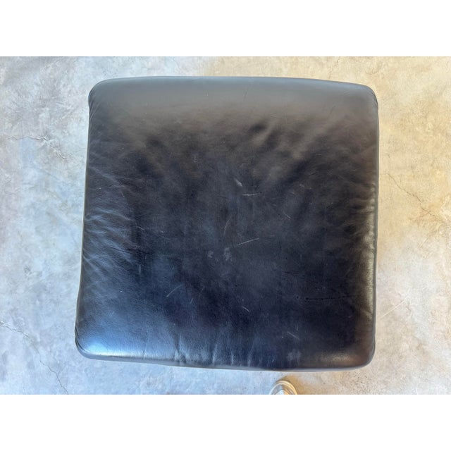 Animal Skin Vintage Italian Postmodern Black Leather Ottoman by Natuzzi For Sale - Image 7 of 12