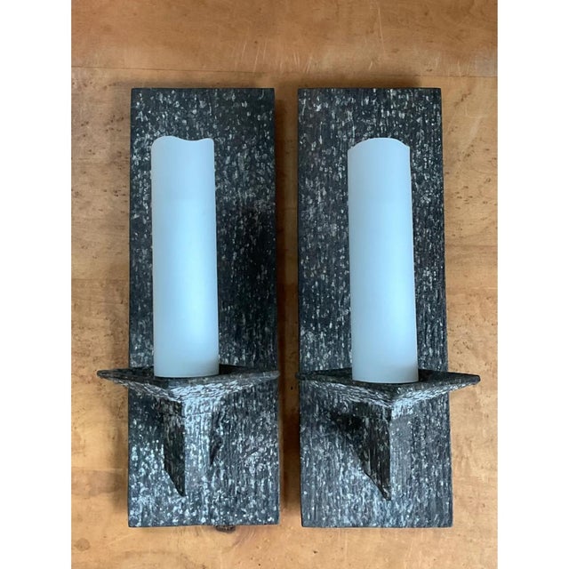 Metal Vintage Frosted Glass and Metal Wall Sconces - A Pair For Sale - Image 7 of 12