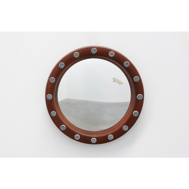 Round Mirrors with Blue Ceramic Studs from Deknudt, Belgium, 1960s, Set of 2 For Sale - Image 10 of 14