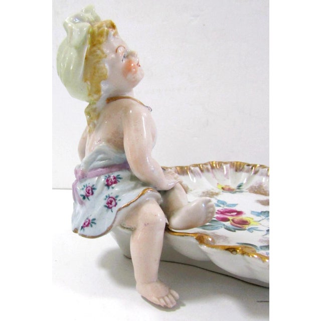 1920s Antique German Meissen Porcelain Candy Dish With Bathing Woman Von Schierholz For Sale - Image 5 of 11