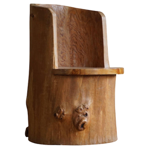 Mid-Century Swedish Sculptural Brutalist Stump Chair in Solid Pine by Axel Einar Hjorth, 1950s