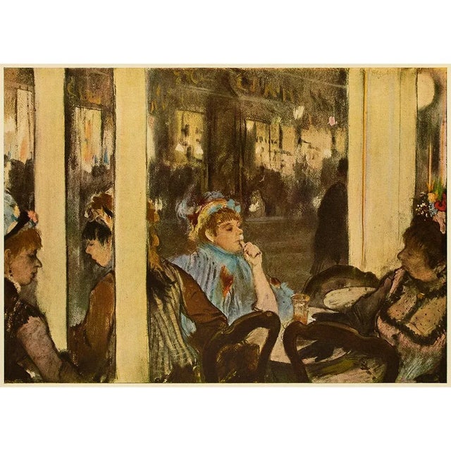 1940s Circa 1940s After Edgar Degas "At the Cafe" Vintage Full Color Impressionist Print For Sale - Image 5 of 6