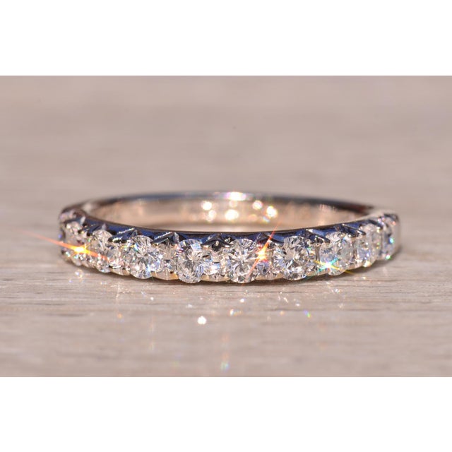 Metal The 9th Street: French Set Natural Diamond Band in White Gold For Sale - Image 7 of 10