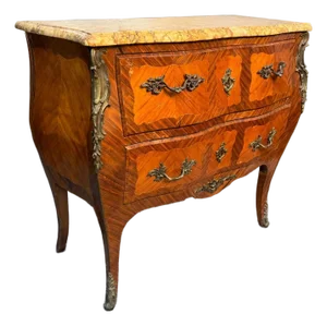 Late 19th Century French Louis XV Marble Top Bombe Chest