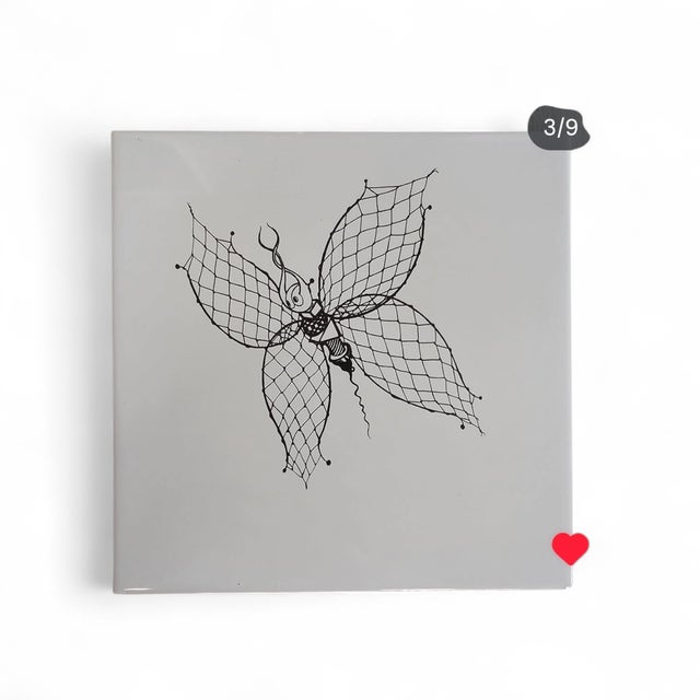 Black Centro Lettere Ceramic Tiles by Gio Ponti for Ceramica Bardelli, 1990s, Set of 6 For Sale - Image 8 of 10