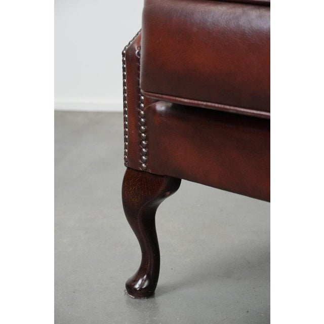 Chesterfield Wing Chair in Cowhide Leather For Sale - Image 12 of 13