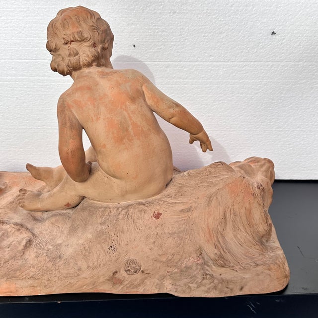 Léon Dufrène, Nude, Putto on a Lion's Skin, 1900s, Terracotta For Sale - Image 10 of 18