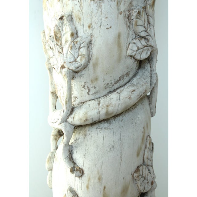 1940's Carved European Acanthus Leafs Plant Stand/Weathered White/38" For Sale In Los Angeles - Image 6 of 7