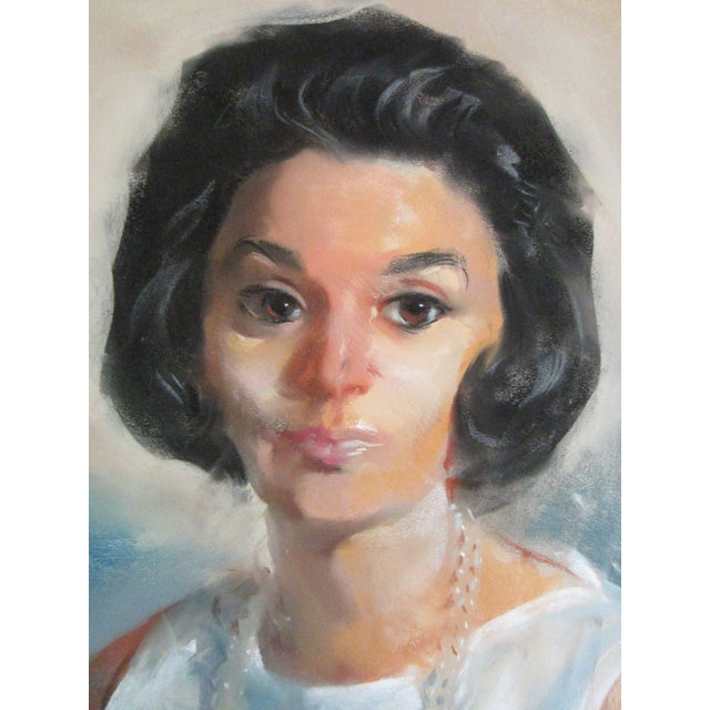 White Velletri 64 Mid Century Modern Portrait Oil on Canvas For Sale - Image 8 of 10