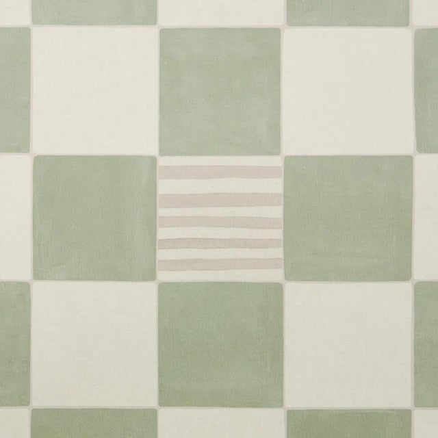 Schumacher Sample - Schumacher X Backdrop Gambit Panel in Sage & Deep Green For Sale - Image 4 of 6