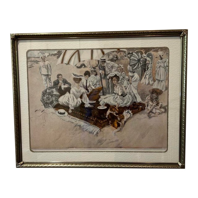 1903 Harrison Fisher “Picnic at the Beach” Framed Print For Sale