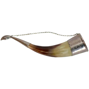 Midcentury Caucasian Silver Alloy Drinking Horns