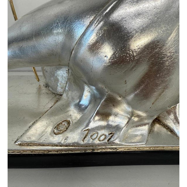 Salvatore Melani, Art Deco Diana the Huntress Sculpture, Silver Leaf Sculpture, 1930s For Sale - Image 12 of 13