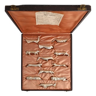 Menagerie by Edouard Marcel Sandoz for Christofle Gallia, France, 1920s, Set of 12 For Sale